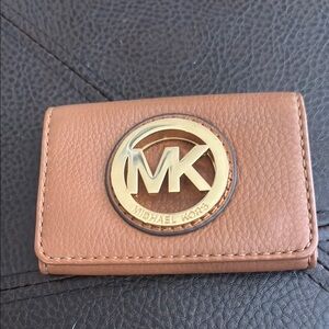 Michael Kors Tan Card Holder with Gold Accent